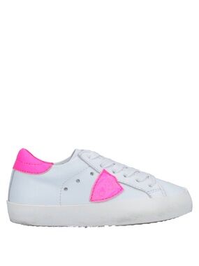 Philippe Model Kids White Sneakers with Hot Pink Accents